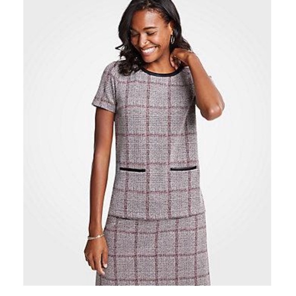 Ann Taylor Tops - Ann Taylor Plaid Faux Leather Trim Top Size Large